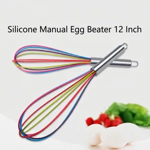 12-Zoll bunter Silikon-Schneebesen mit Edelstahlgriff zum Backen