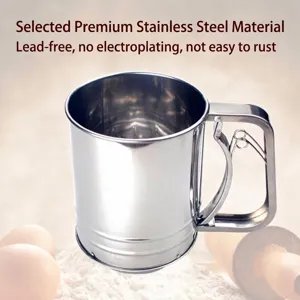 Stainless Steel Flour Sifter Cup Double Layer Mesh Medium Size Hand Pressed Flour Filter Powder Baker Kitchen Tools