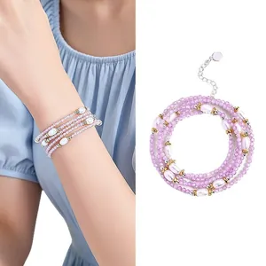 Meervoudige paarse amethist ketting met natuurlijke parels in Chinese retro-stijl