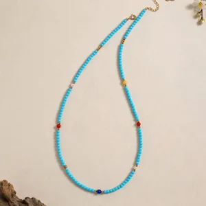 Collar de cuentas de turquesa y perlas de agua dulce de estilo chino moderno