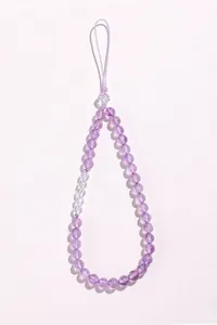Natürliches Amethyst-Perlenarmband für Handys mit klaren Kristallen