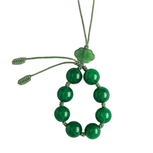 Grüner Achat Prehnit Perlen-Handy-Anhänger mit Glückswolke Jade-ähnlichem Ornament