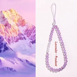 Handyanhänger aus natürlichem Amethyst-Kristall mit Lavendel-Thema für Taschen