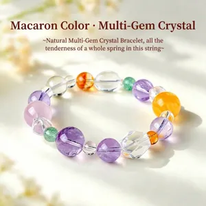 Elegante pulsera de cuentas de cristal natural en suaves tonos pastel macarrón
