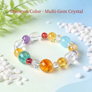 Pulsera de cristal multigemade dulce color macaron para mujer, estilo natural y elegante
