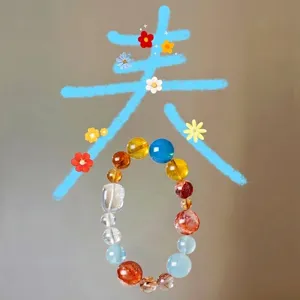 Lebhaftes Armband aus natürlichen Kristallperlen in bunten Bonbonfarben für Damen