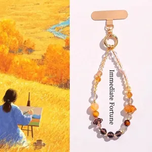 Handmade Crystal Natural Pearl Phone Chain Fashion Bag Pendant For Women Girls Heart Leaf Charm Phone Lanyard Decorative Accessory