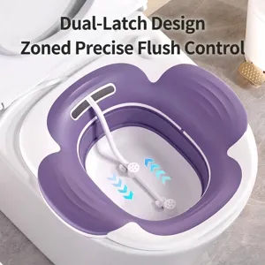 Premium petal-shaped purple sitz bath for toilet use featuring precise flushing control system