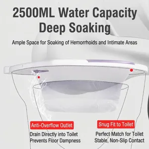 2500ml foldable sitz bath basin for toilet postpartum care and hemorrhoid relief.