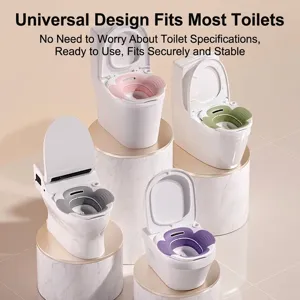 Universal petal-shaped sitz bath basin for toilets in pink green grey and purple