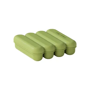 Green 4-cavity silicone popsicle mold with lid for DIY home ice cream