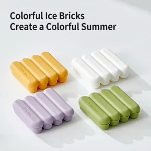 4 Cavity Silicone Ice Cube Mold Long Strip Ice Block Tray With Lid For Whiskey Cocktail Drinks Reusable Food Grade Storage Box