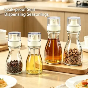 Glass Seasoning Bottle Oil Sprayer Kitchen Storage Jar With Lid For Vinegar Sauce Spice Salt Sugar Grinder Dispenser