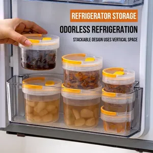 Transparent PP Food Storage Container With Sealing Lid And Portable Handle Refrigerator Fresh Keeping Box Stackable Kitchen Organizer For Pickle Kimchi