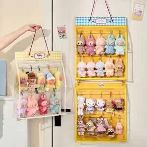 Felt Doll Storage Bag Hanging Organizer Transparent Dustproof Toy Display Pouch For Plush Toys Wall Door Mounted Home Decor