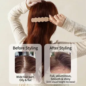 Portable folding pig bristle hairbrush for hair smoothing and 2cm visual volume increase