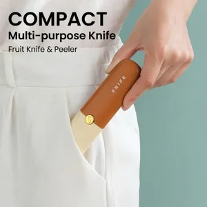 Compact portable 2-in-1 foldable stainless steel paring knife and fruit vegetable peeler
