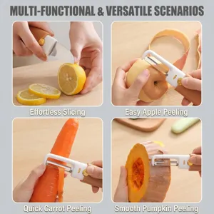 Versatile 2-in-1 folding fruit knife and peeler set for efficient kitchen prep tasks