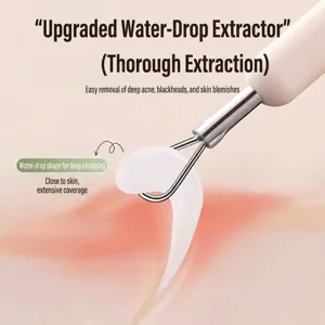 Professional acne removal tool with water drop shaped stainless steel loop for deep blackheads.