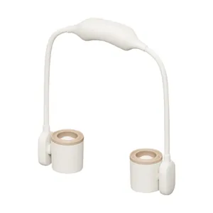 Portable white neck fan with adjustable band for comfortable hands-free outdoor cooling