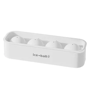 Molde de bolas de hielo blanco de 4 cavidades para grandes esferas de hielo para whisky