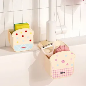 Organisateur d'évier de cuisine suspendu mignon en forme de toast pour les éponges