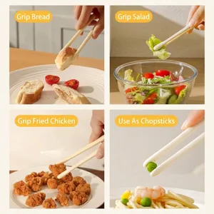 Cream white multi-purpose non-slip snack tongs for salad, bread, and fried chicken