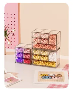 Stackable transparent craft organizer with drawers for Perler beads and small parts