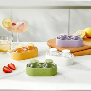 Planetary Ice Ball Maker Double Slot Round Ice Sphere Mold Food Grade Silicone Large Whiskey Ice Cube Tray For Home Bar Party