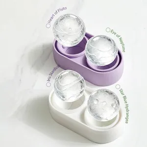 Large double cavity whiskey ice ball mold maker creating four unique aesthetic patterns