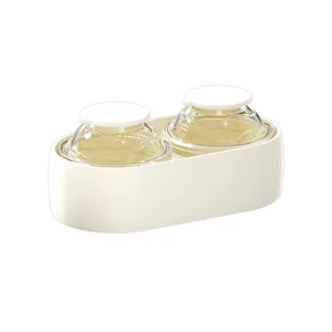 Double cell large ice ball maker mold for whisky and cold drinks, cream white