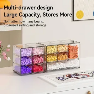 Clear stackable drawer storage box organizer for beads and small craft accessories