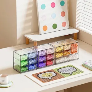 Transparent stackable drawer storage box for fuse beads and small parts