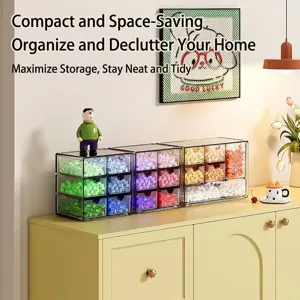 Transparent stackable nine drawer desktop storage box for craft beads and small parts