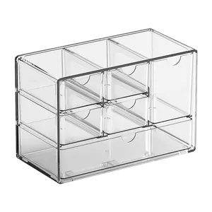 Transparent acrylic drawer organizer with multiple compartments for crafts and jewelry