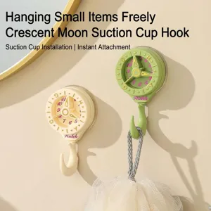 Creative Clock Design Suction Cup Hook Heavy Duty No Drill Removable Wall Hook For Bathroom Kitchen ABS Plastic Hanger