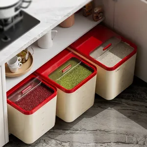 Contenitore Sigillato per Alimenti in Plastica di Grande Capacità Secchio per Riso con Coperchio Scorrevole per Cucina