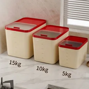Set di tre contenitori sigillati per la conservazione del riso in diverse dimensioni