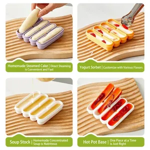 Multi-functional silicone long strip mold for ice cubes, steamed cakes and food storage