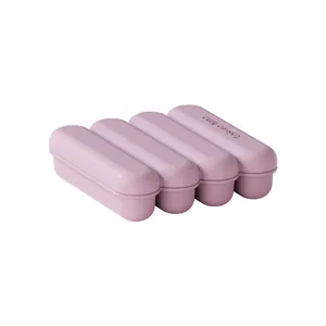 Professional purple silicone 4-cavity long bar ice cube mold with lid for whiskey