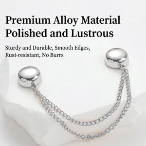 Premium silver magnetic garment adjustment buckle with double chain for waist cinching and hem shortening