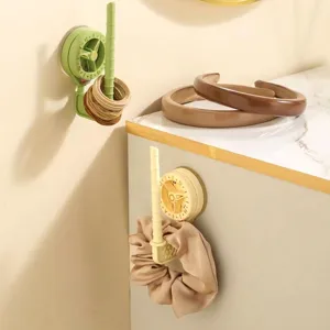 Suction Cup Rotating Hook ABS Wall Mounted Hair Accessories Organizer For Hairbands Scrunchies No Drill Bathroom Storage Rack