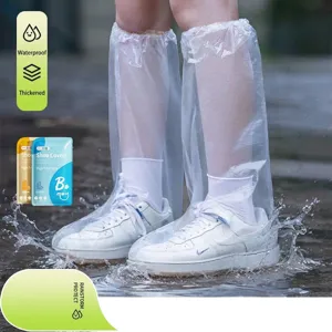 Surchaussures Jetables Imperméables Hautes Épaissies Antidérapantes en Plastique PE Pour Adultes Enfants Extérieur Jour de Pluie