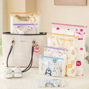 Waterproof PEVA Storage Bags For Kids School Clothes Toys Division Frosted Zip Lock Bags Cartoon Animal Organizer Bags