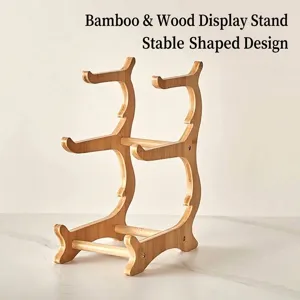 Elegant multi-layer bamboo display stand for fruit plates and snacks in minimalist style
