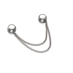 Silver magnetic t-shirt hem adjuster buckle with double chain for waist tightening