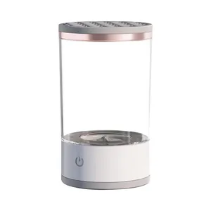 Automatic electric makeup brush cleaner with transparent container and rose gold trim