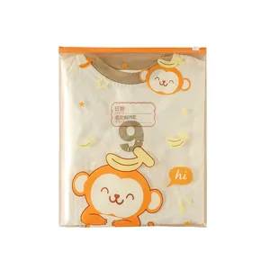Cute cartoon monkey waterproof storage bag for baby clothes and toys zipper seal
