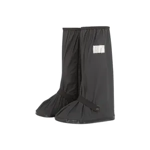 Durable waterproof high-top shoe covers in black with anti-slip soles for rainy days