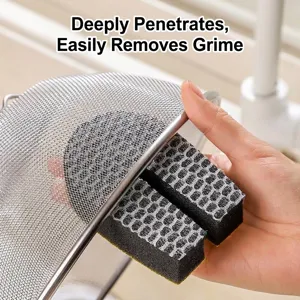 Honeycomb mesh kitchen sponge for cleaning sink gaps and stainless steel strainers